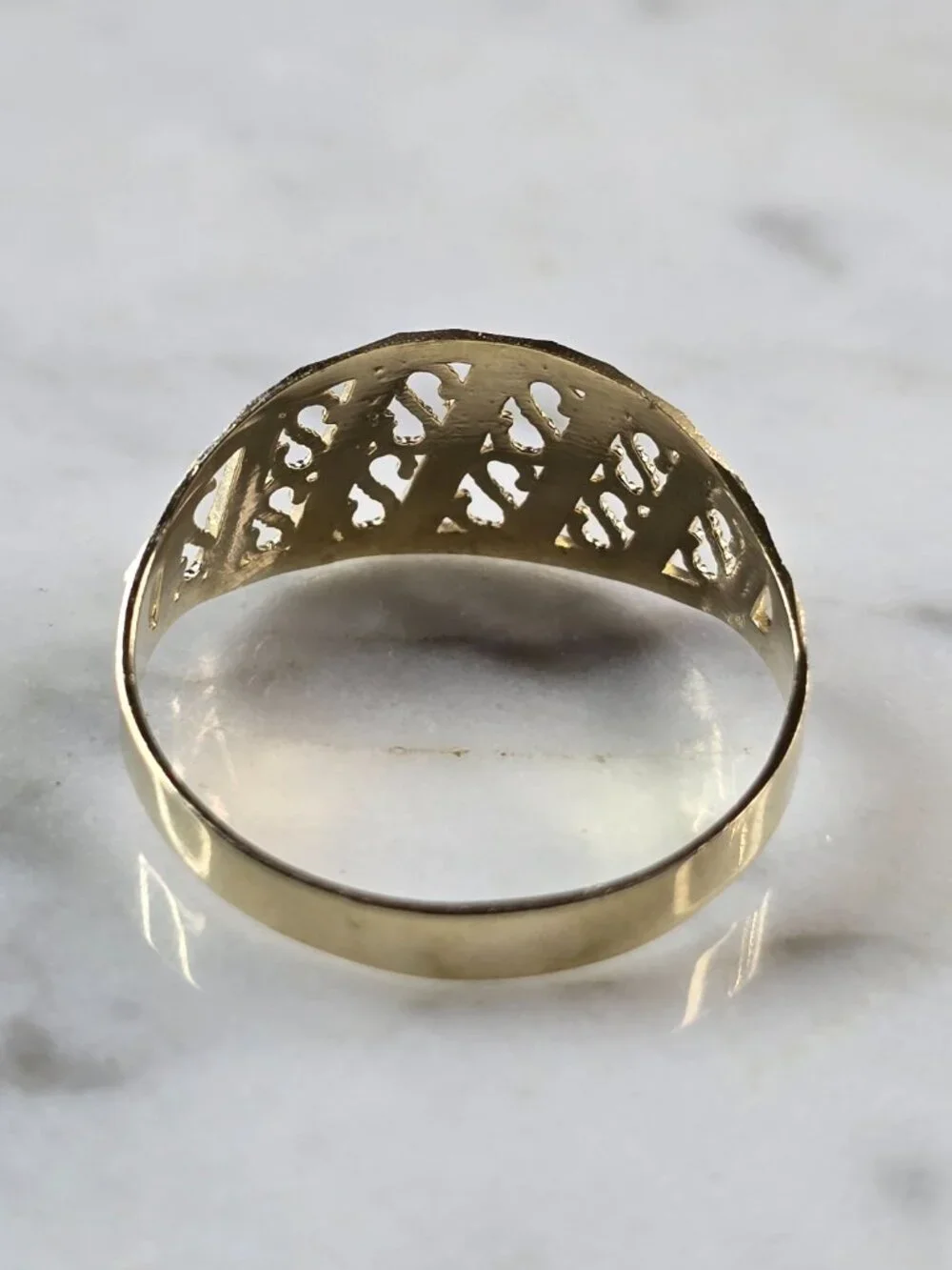 Womens 10K Yellow Gold Modernist Filigree Ring 1.3g E7938
